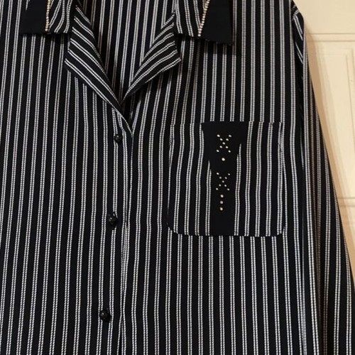 Striped women's shirt size L like new with rhinestone details