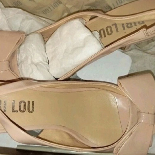Bibi Lou leather slingback peep toe heels like new, size 39, nude