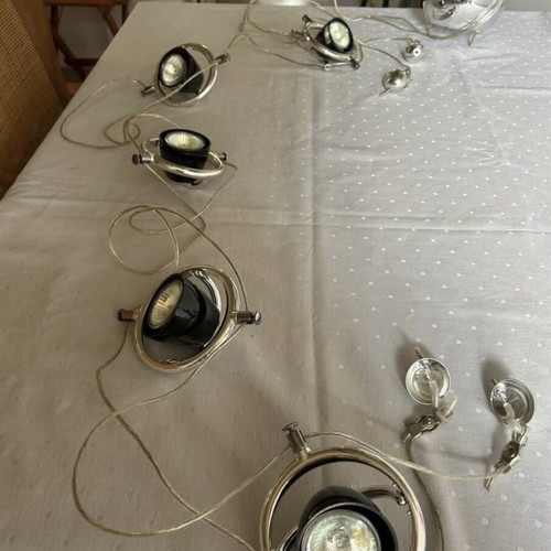 Ceiling light with five spotlights like new, silver and black