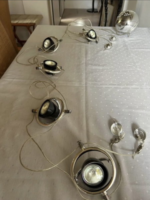 Ceiling light with five spotlights like new, silver and black
