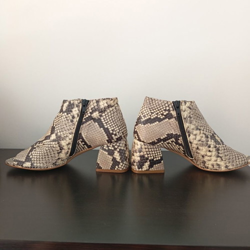 Ovyé Italian open-toe ankle boots snake-embossed leather like new