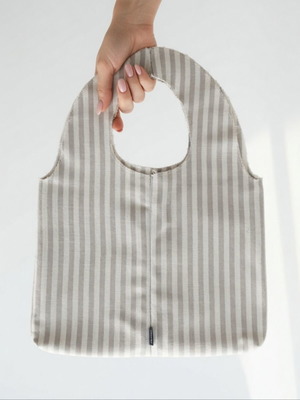 Striped shoulder bag white and grey, new