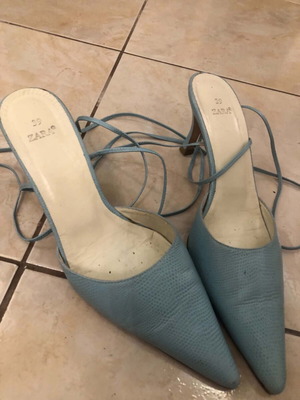 Zara sandals size 39 turquoise genuine leather like new
