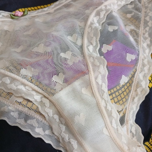 Sexy underwear beige with hearts transparent XL, new