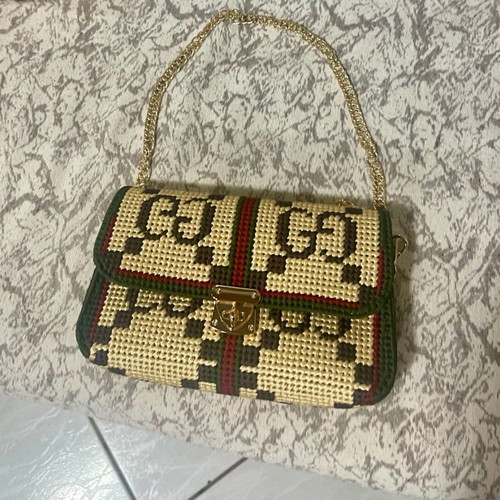 Women's embroidered canvas shoulder bag new, multicolor 23x14cm