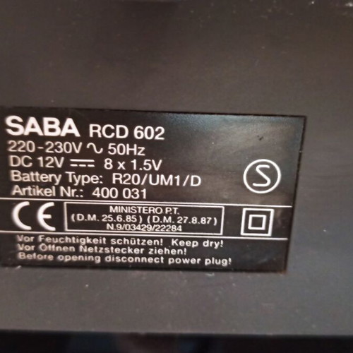 SABA Boombox ραδιοκασετόφωνο μοντέλο RCD 602 μεταχειρισμένο με προβλήματα