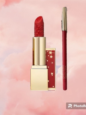 Σετ Estée Lauder κραγιόν Starlet Red limited edition και μολύβι χειλιών Double Wear 24H καινούργιο