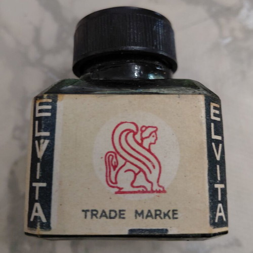 Elvita vintage glass ink bottle 1950s