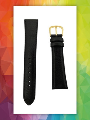 Λουράκι δερμάτινο ρολογιού μαύρο XL 14mm με χρυσή αγκράφα νέο