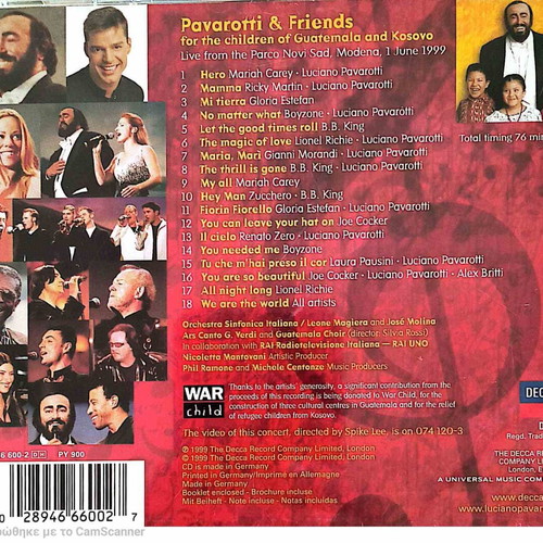 Pavarotti & Friends for Guatemala and Kosovo CD like new