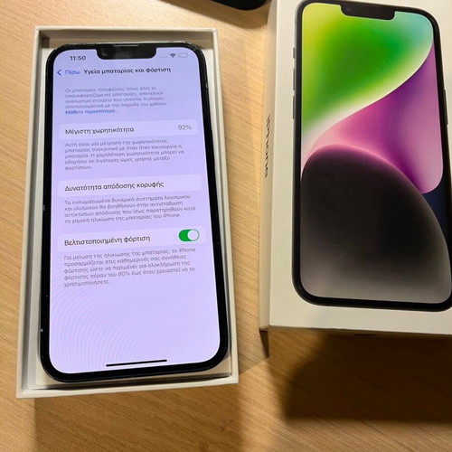 Apple iPhone 14 128GB Midnight with 4 cases and 4 screen protectors