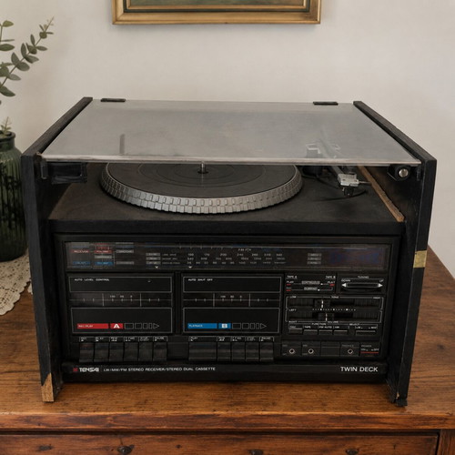 Tensai Rack Compo-35 vintage stereo system with turntable and twin cassette deck used