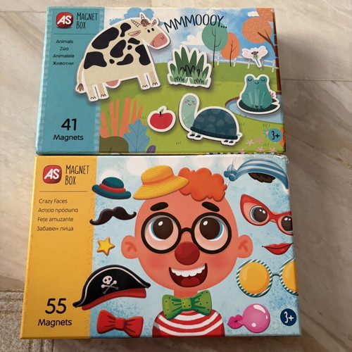 AS Magnet Box Animals & Faces used, set of 2 for kids 3+