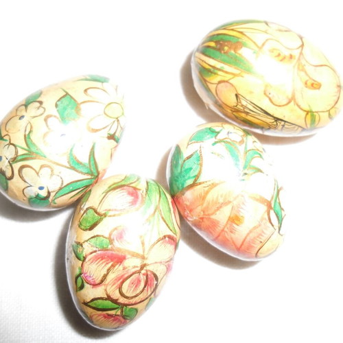 Papier Mache Miniature Eggs like new, set of 5, hand-painted