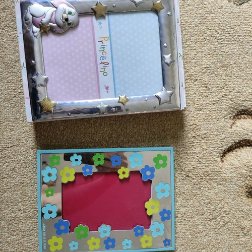 Children's silver photo frames 925° and enamel, new, set of 2