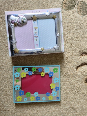 Children's silver photo frames 925° and enamel, new, set of 2