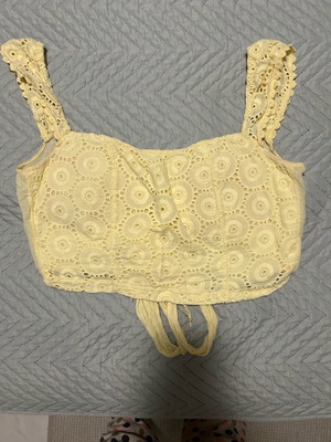 Crop embroidered cotton bustier like new yellow size M