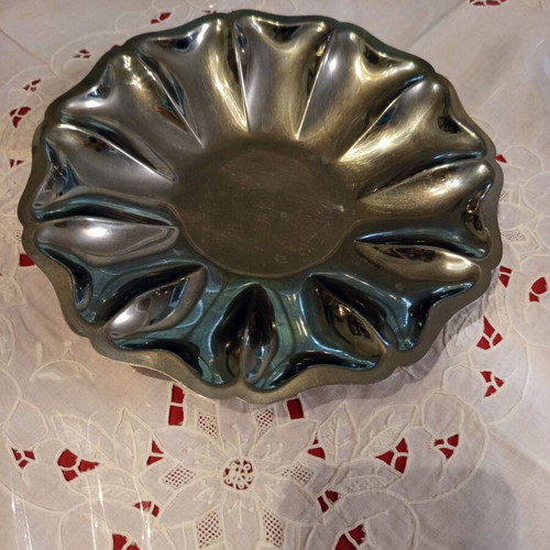 Vintage Silver-Plated Metal Bowl used with Baroque Floral Relief