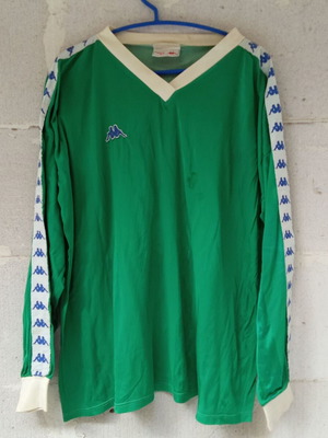 Levadiakos training sports shirt used, green blue, 1980s, size XL