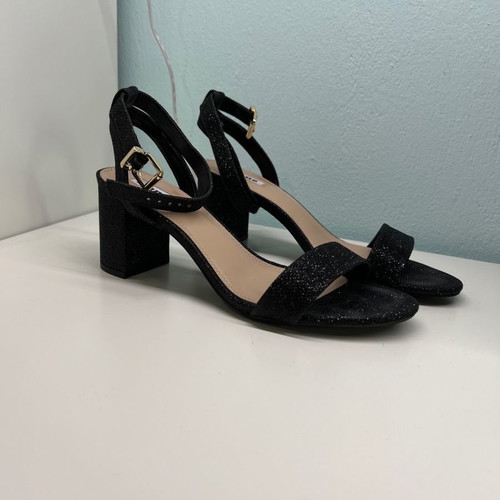 Dune London sandals new black glitter with gold buckle size 41