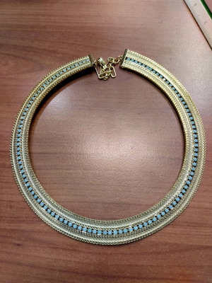 Vintage necklace new, gold-plated with turquoise stones