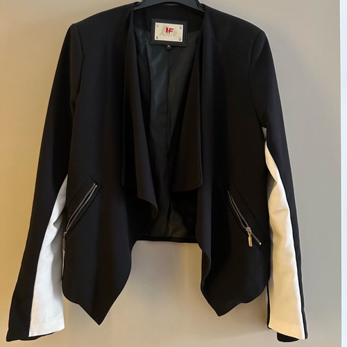IF crop jacket used, size S, black and white