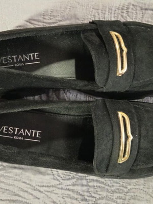 Vestante Roma women's loafers black suede size 39