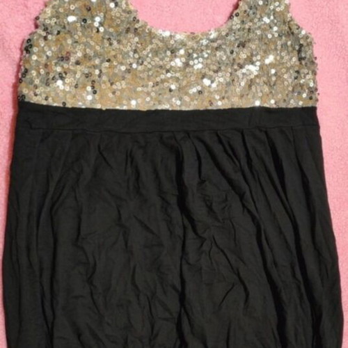 Sequin camisole top Large used with black satin evening clutch