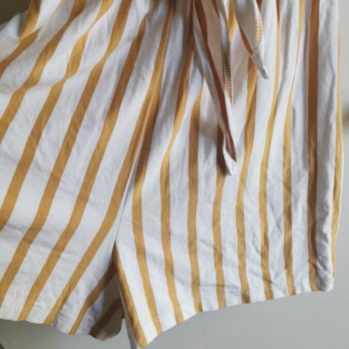 Bershka one-piece romper like new, white with mustard stripes, XS