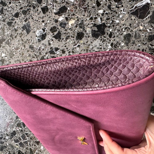 Achilleas shoulder bag envelope like new with gold chain pink purple