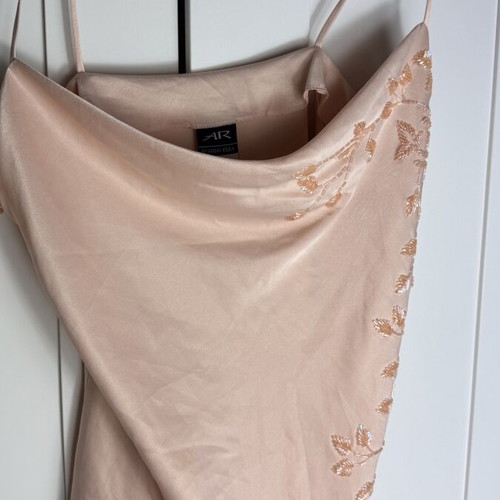 Anna Riska silk women's top size 42 used, pink beige faded apple