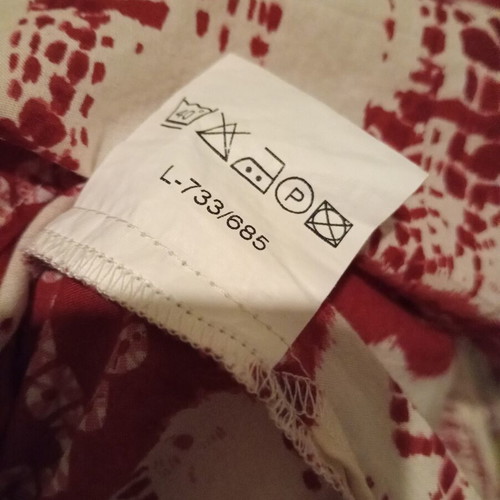 Long-sleeve thin cotton shirt, UK 18, red and cream