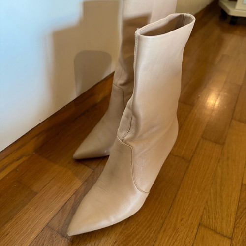 Zara beige faux leather women's ankle boots like new