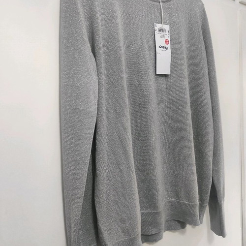 Silver thin long-sleeve blouse small new with tag