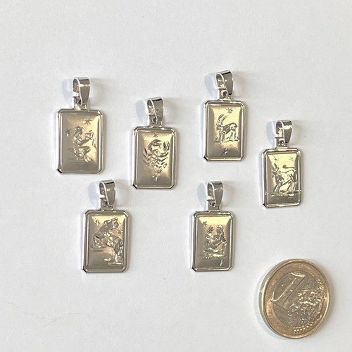 Zodiac white gold k14 pendant like new, platinum plated