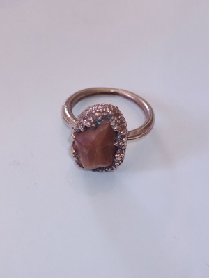 Copper ring with agate stone size 55 like new