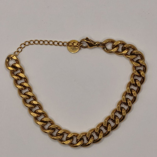 Women's thick curb chain bracelet, gold stainless steel 316L