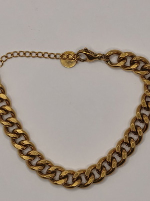 Women's thick curb chain bracelet, gold stainless steel 316L
