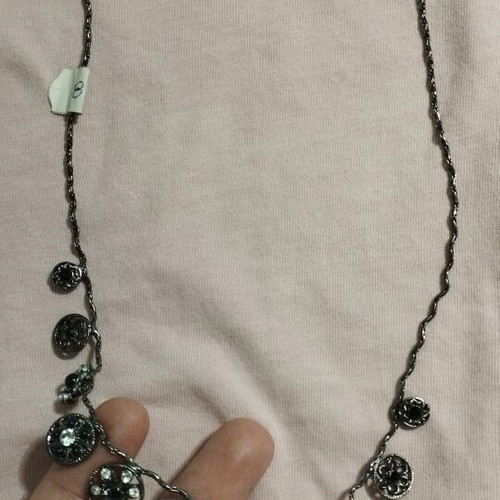 Vintage necklace with rhinestones and black pendants, like new