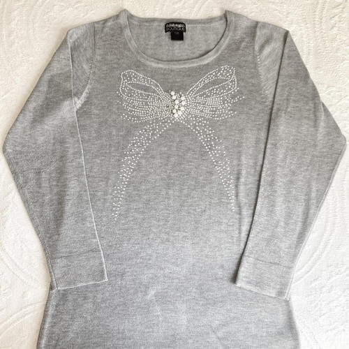 Fullah Sugah long blouse new, grey with bow and strass pearls