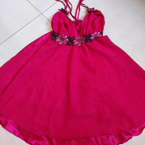 Nightdress new size M, pink with flowers and tulle
