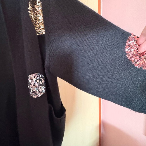 Meme Rouge Paris cardigan with sequins and hood, like new, black