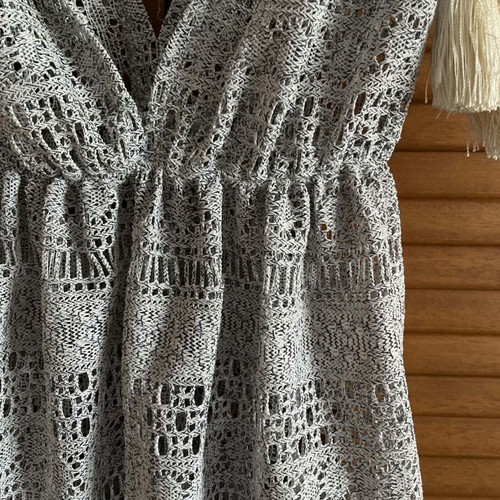 Boho Chic Crochet Beach Dress Cover-up Like New With Tassels