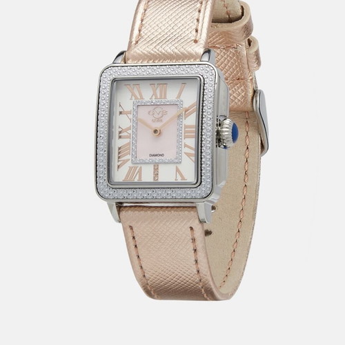Gevril Ladies Luxury Watch Rose Gold and Silver Sapphire Crystal Genuine Leather