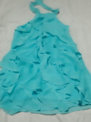 Organza dress turquoise backless with ruffles new