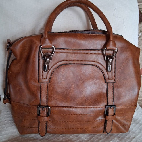 Bag and wallet set new, synthetic leather, brown