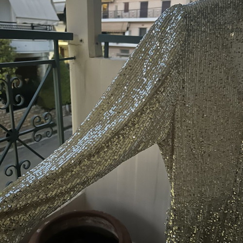 Gold Sequined Dress with Inner Shorts, Excellent Condition, Size 40