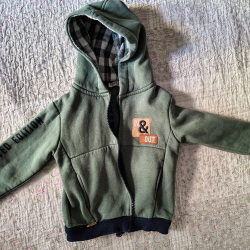 Hype Club toddler fleece jacket 24M khaki with hood