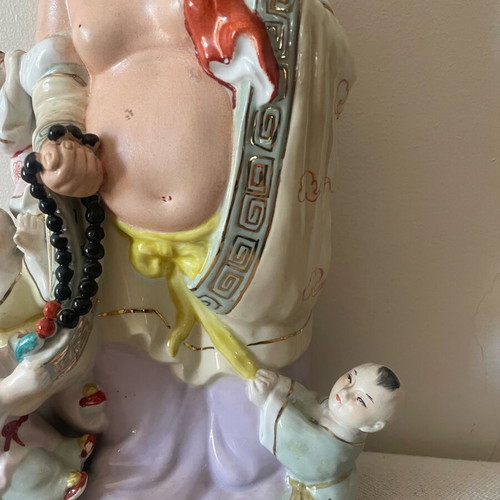 Buddha statue with children used, porcelain 35cm