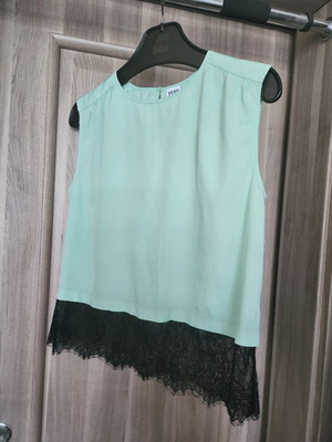 Vero Moda mint blouse with black lace, size M